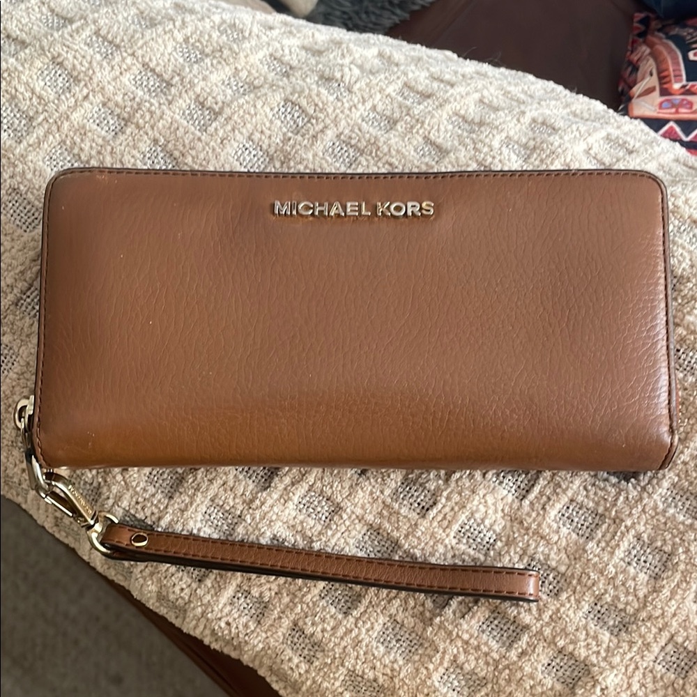 Michael Kors Tan Leather Wristlet